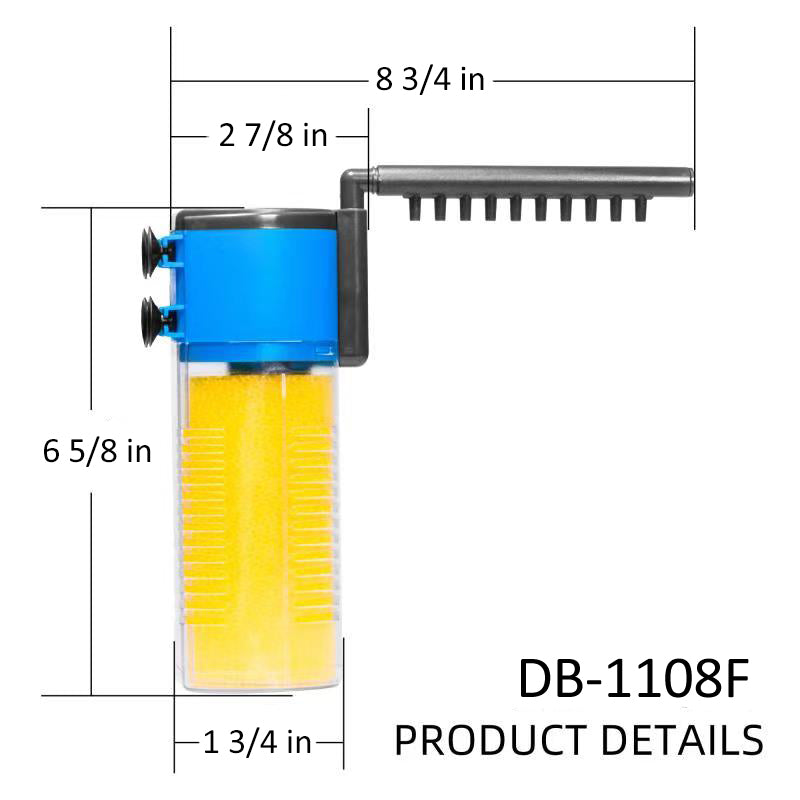 185 GPH 3-in-1 Internal Filter Pump Oxygen Rain Fish Tank