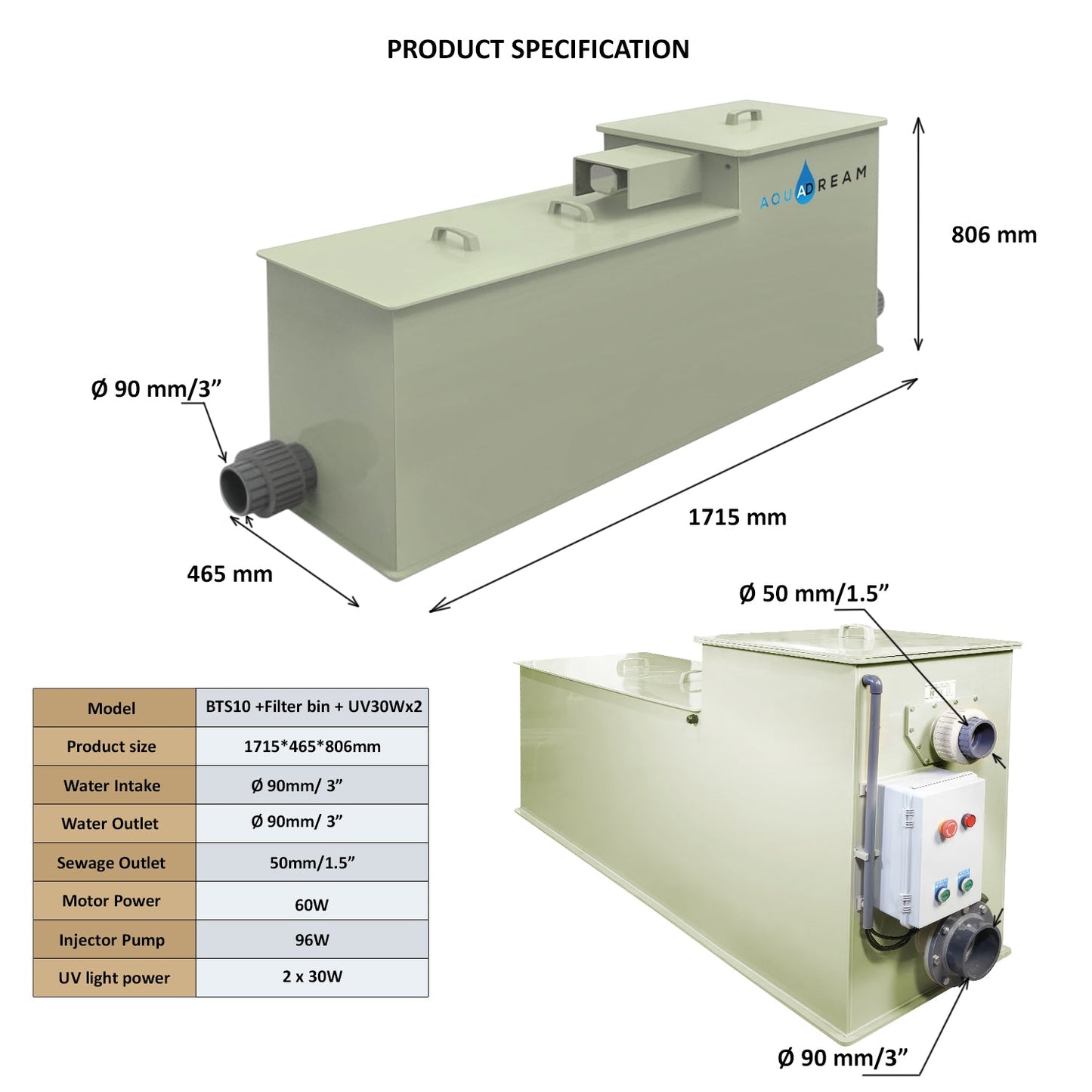 Macro Drum Pond Filter with Filter Media, Integrated Filtration Equipment, 10 Tons 2600 GPH  Efficient Filter Media