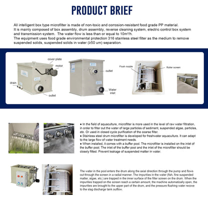 Macro Drum Pond Filter with Filter Media, Integrated Filtration Equipment, 5 Tons 1300 GPH Efficient Filter Media