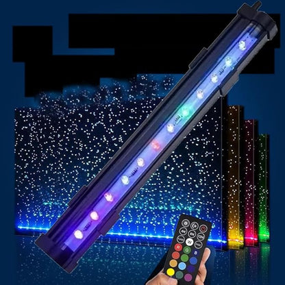 Submersible Aquarium Light,LED Aquarium Air Bubble Light,RGB Color Changing Brightness Adjustable Timing Waterproof Remote Control Fish Tank Light Bar,Aquarium Light Bubbler Wall