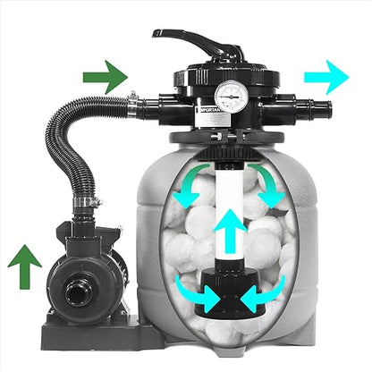 XtremepowerUS 75030-V 12" Ground Sand 6-Way Pump 10,000GAL W/Filter Media Set, Gray