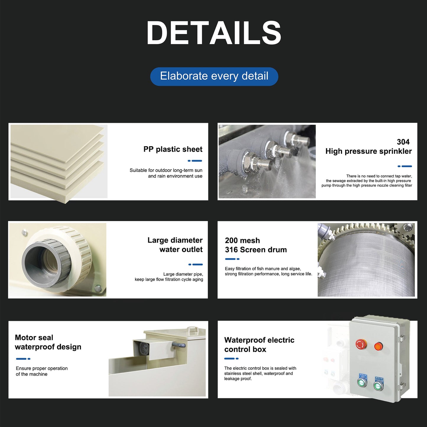 Macro Drum Pond Filter with Filter Media, Integrated Filtration Equipment, 10 Tons 2600 GPH  Efficient Filter Media