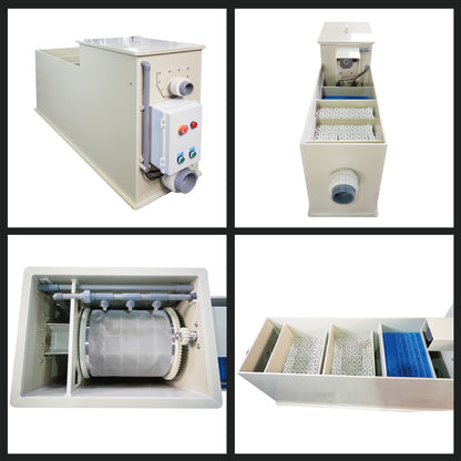 Macro Drum Pond Filter with Filter Media, Integrated Filtration Equipment, 10 Tons 2600 GPH  Efficient Filter Media